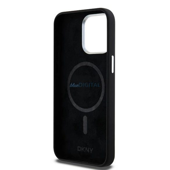 DKNY Liquid Silicone Small Metal Logo MagSafe kompatibilis tok iPhone 14 Pro Max - fekete