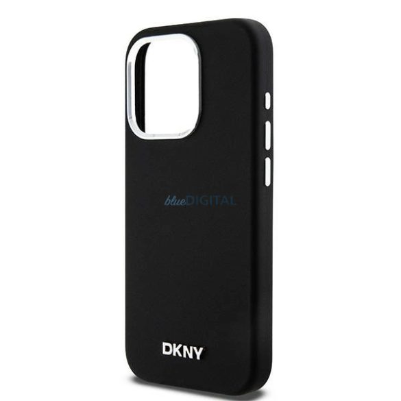 DKNY Liquid Silicone Small Metal Logo MagSafe kompatibilis tok iPhone 15 Pro - fekete