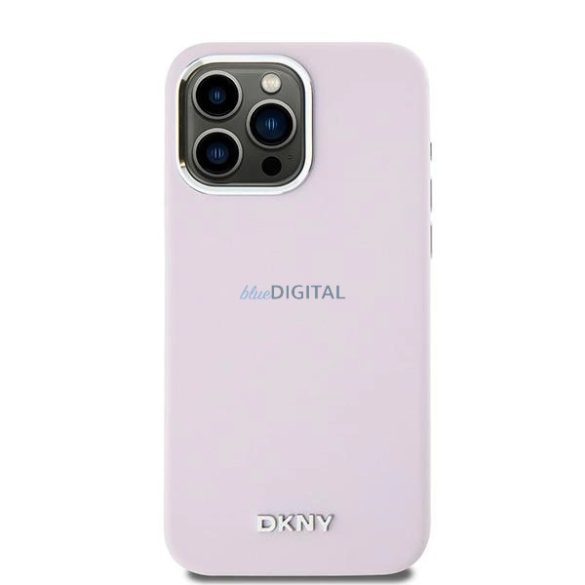 DKNY Liquid Silicone Small Metal Logo MagSafe kompatibilis tok iPhone 14 Pro Max - rózsaszín