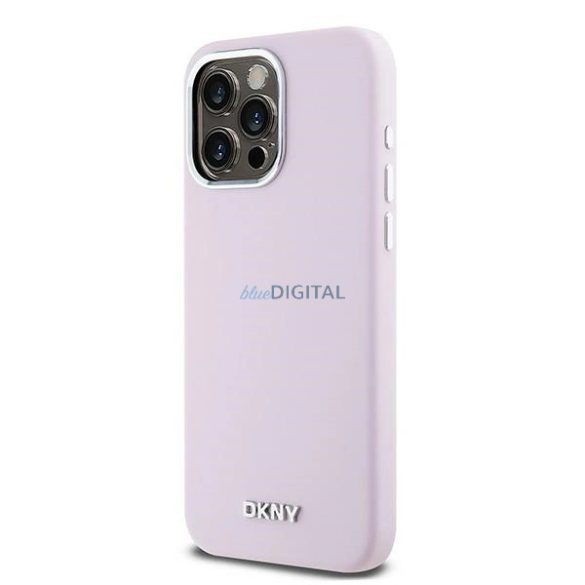 DKNY Liquid Silicone Small Metal Logo MagSafe kompatibilis tok iPhone 15 Pro Max - rózsaszín