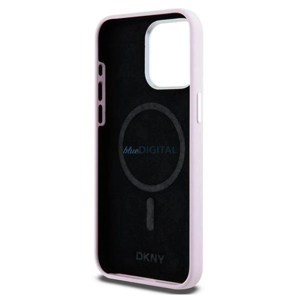 DKNY Liquid Silicone Small Metal Logo MagSafe kompatibilis tok iPhone 15 Pro Max - rózsaszín