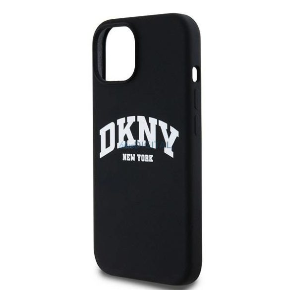 DKNY Liquid Silicone White Printed Logo MagSafe kompatibilis tok iPhone 12/12 Pro - fekete