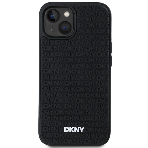 DKNY 3D Rubber Repeat Pattern tok iPhone 15/14/13 - fekete