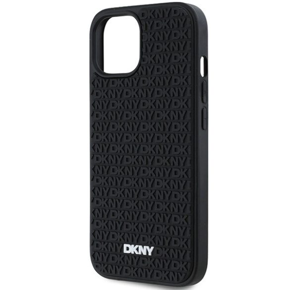 DKNY 3D Rubber Repeat Pattern tok iPhone 15/14/13 - fekete