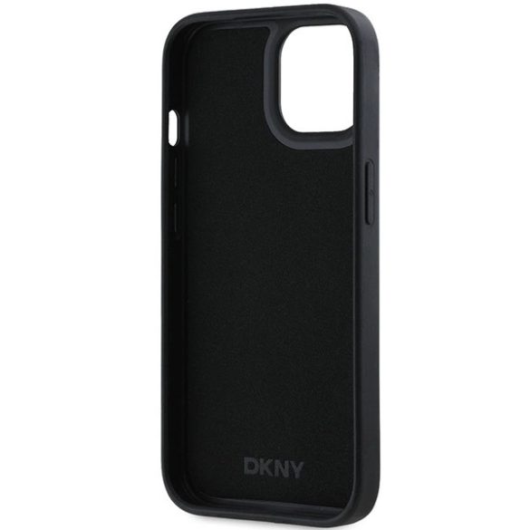 DKNY 3D Rubber Repeat Pattern tok iPhone 15/14/13 - fekete