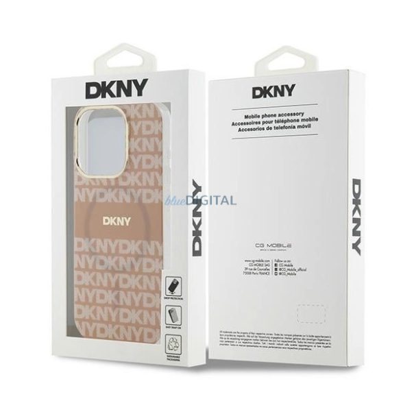 DKNY IML Mono & Stripe MagSafe tok iPhone 14 Pro - rózsaszín