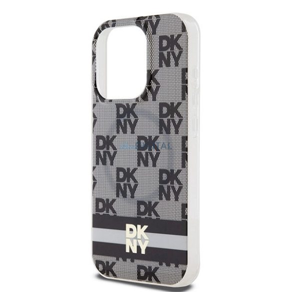 DKNY IML Checkered Mono Pattern & Printed Stripes MagSafe-kompatibilis tok iPhone 14 Pro - fekete