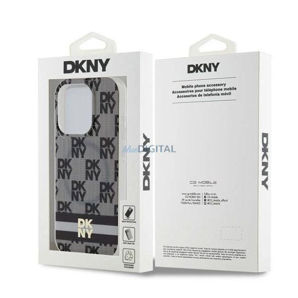 DKNY IML Checkered Mono Pattern & Printed Stripes MagSafe-kompatibilis tok iPhone 14 Pro - fekete