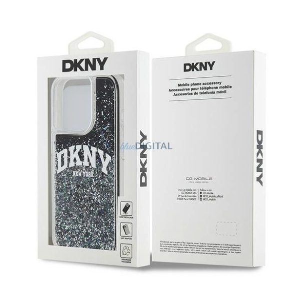 DKNY Liquid Glitter Big Logo tok iPhone 14 Pro - fekete