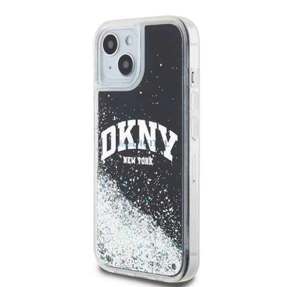 DKNY Liquid Glitter Big Logo tok iPhone 15 Plus / 14 Plus - fekete