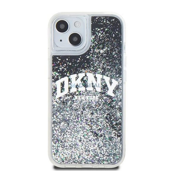 DKNY Liquid Glitter Big Logo tok iPhone 15 Plus / 14 Plus - fekete