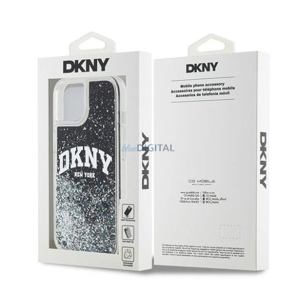 DKNY Liquid Glitter Big Logo tok iPhone 15 Plus / 14 Plus - fekete