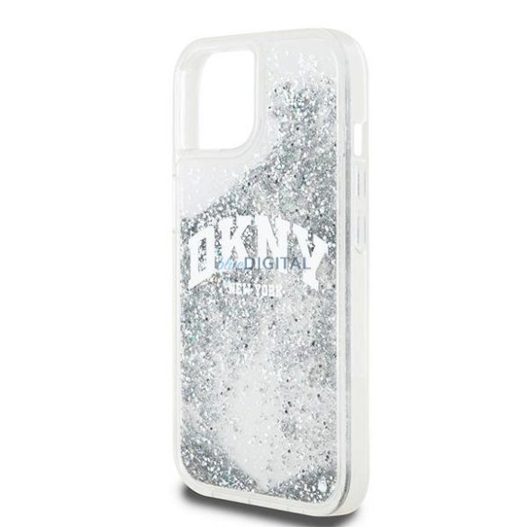 DKNY Liquid Glitter Big Logo tok iPhone 15 / 14 / 13 - fehér