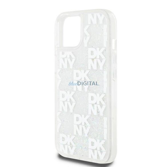 DKNY Liquid Glitter Multilogo tok iPhone 15 / 14 / 13 - fehér