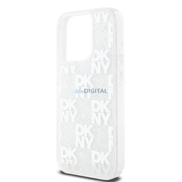 DKNY Liquid Glitter Multilogo tok iPhone 15 Pro - fehér