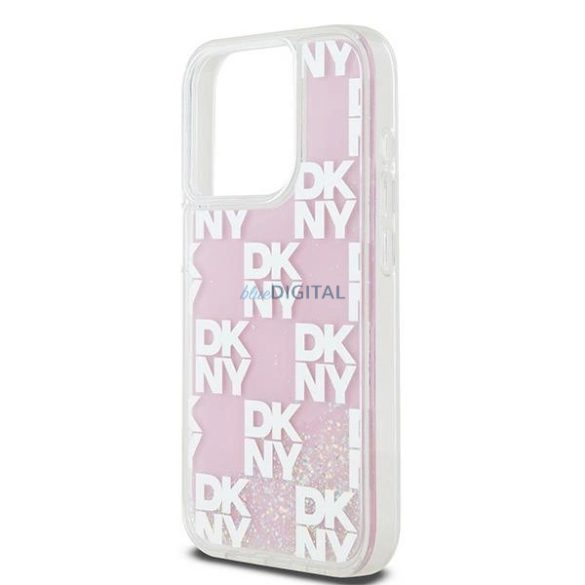 DKNY Liquid Glitter Multilogo tok iPhone 15 Pro - rózsaszín