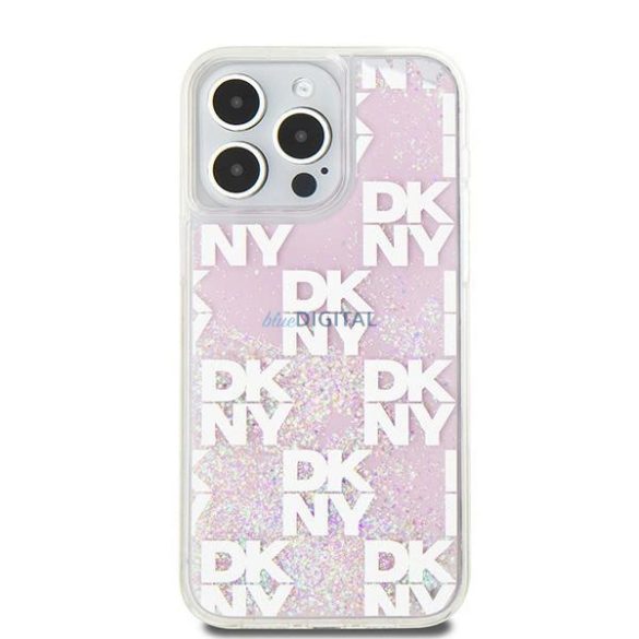 DKNY Liquid Glitter Multilogo tok iPhone 15 Pro Max - rózsaszín