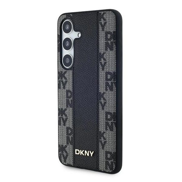 DKNY Leather Checkered Mono Pattern MagSafe-kompatibilis tok Samsung Galaxy S24 - fekete