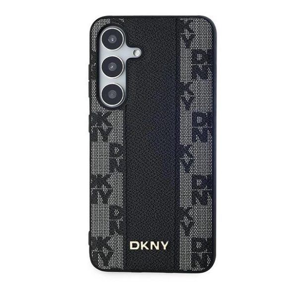 DKNY Leather Checkered Mono Pattern MagSafe-kompatibilis tok Samsung Galaxy S24 - fekete