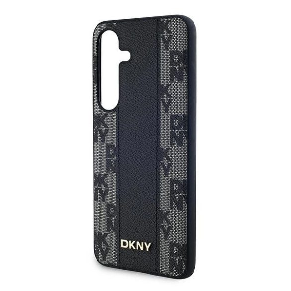 DKNY Leather Checkered Mono Pattern MagSafe-kompatibilis tok Samsung Galaxy S24 - fekete