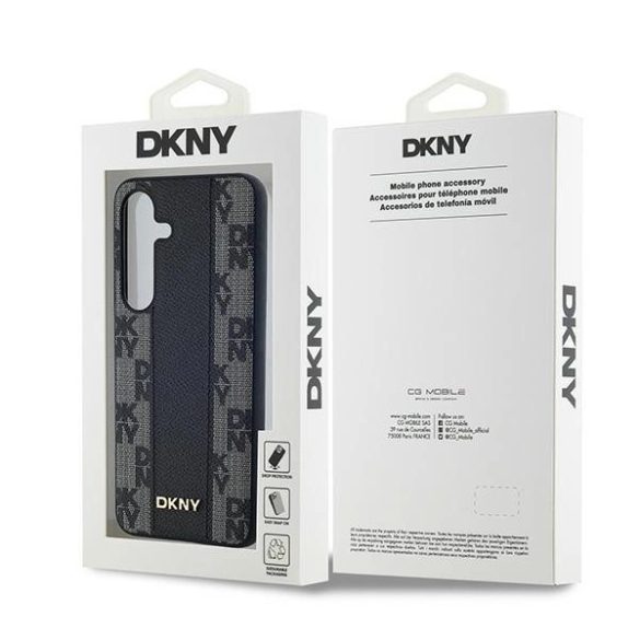 DKNY Leather Checkered Mono Pattern MagSafe-kompatibilis tok Samsung Galaxy S24 - fekete