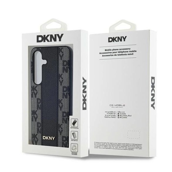 DKNY Leather Checkered Mono Pattern MagSafe-kompatibilis tok Samsung Galaxy S24 Plus - fekete