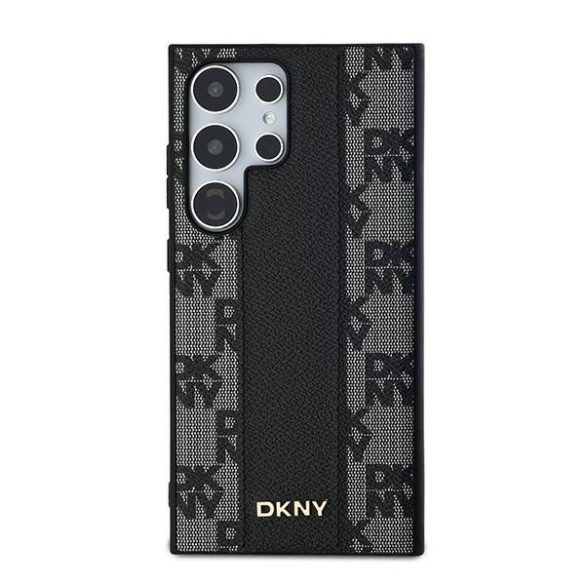 DKNY Leather Checkered Mono Pattern MagSafe-kompatibilis tok Samsung Galaxy S24 Ultra - fekete