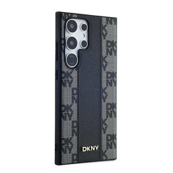 DKNY Leather Checkered Mono Pattern MagSafe-kompatibilis tok Samsung Galaxy S24 Ultra - fekete