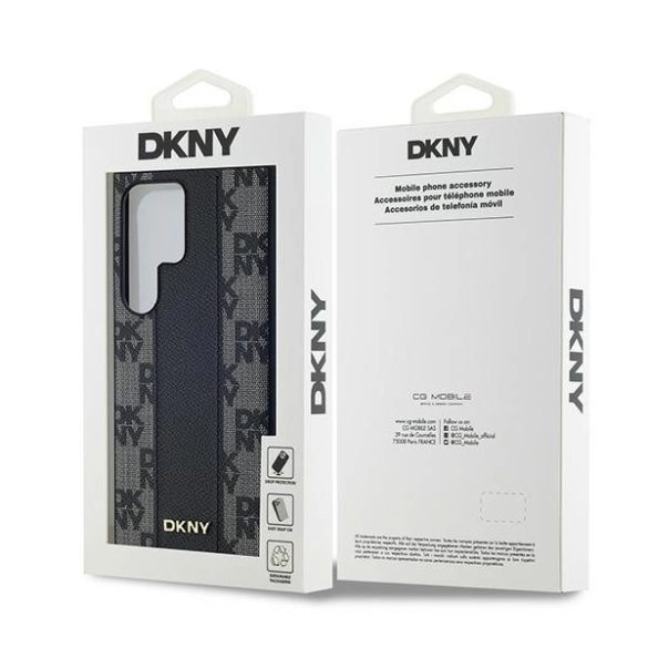 DKNY Leather Checkered Mono Pattern MagSafe-kompatibilis tok Samsung Galaxy S24 Ultra - fekete