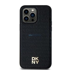 DKNY Leather Pattern Metal Logo MagSafe-kompatibilis tok Samsung Galaxy S24 Plus - fekete