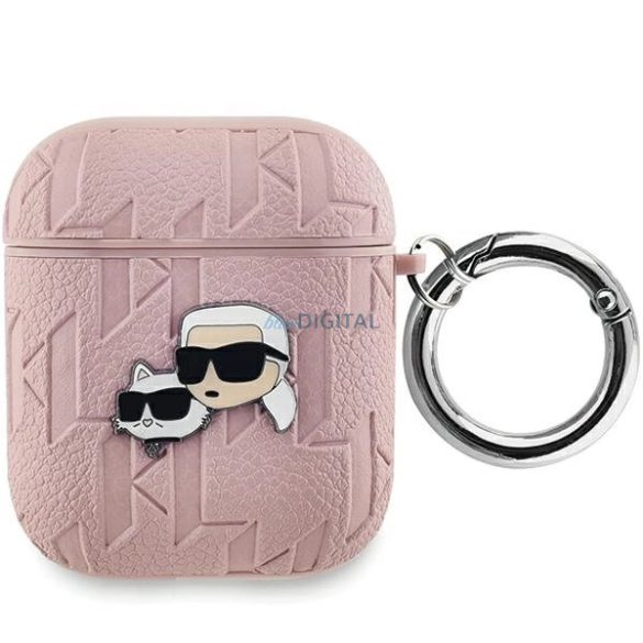 Karl Lagerfeld Monogram Karl & Choupette Head tok AirPods 1/2 - rózsaszín