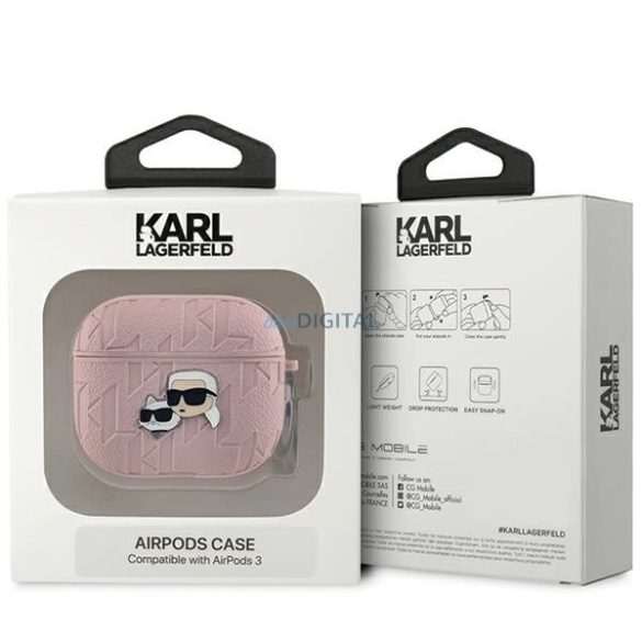 Karl Lagerfeld Monogram Karl & Choupette Head tok AirPods 3 - rózsaszín