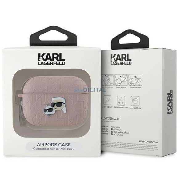 Karl Lagerfeld Monogram Karl & Choupette Head tok AirPods Pro 2 - rózsaszín