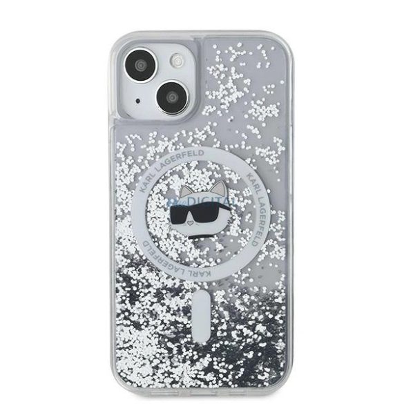 Karl Lagerfeld Liquid Glitter Choupette Head MagSafe-kompatibilis tok iPhone 12/12 Pro – átlátszó