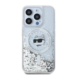 Karl Lagerfeld Liquid Glitter Choupette Head MagSafe-kompatibilis tok iPhone 13 Pro Max - átlátszó