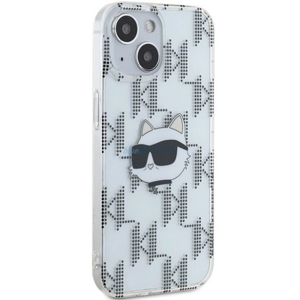 Karl Lagerfeld IML Choupette fej és monogram tok iPhone 15 / 14 / 13 - átlátszó