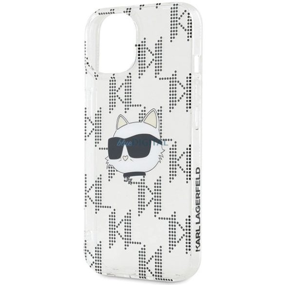 Karl Lagerfeld IML Choupette fej és monogram tok iPhone 15 / 14 / 13 - átlátszó