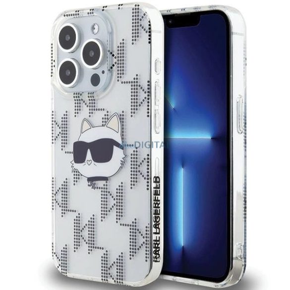 Karl Lagerfeld IML Choupette Head & Monogram tok iPhone 15 Pro - átlátszó