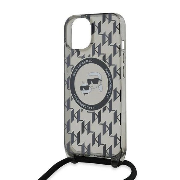 Karl Lagerfeld IML Crossbody Monogram Karl & Choupette Head MagSafe-kompatibilis tok iPhone 15/14/13 - fekete