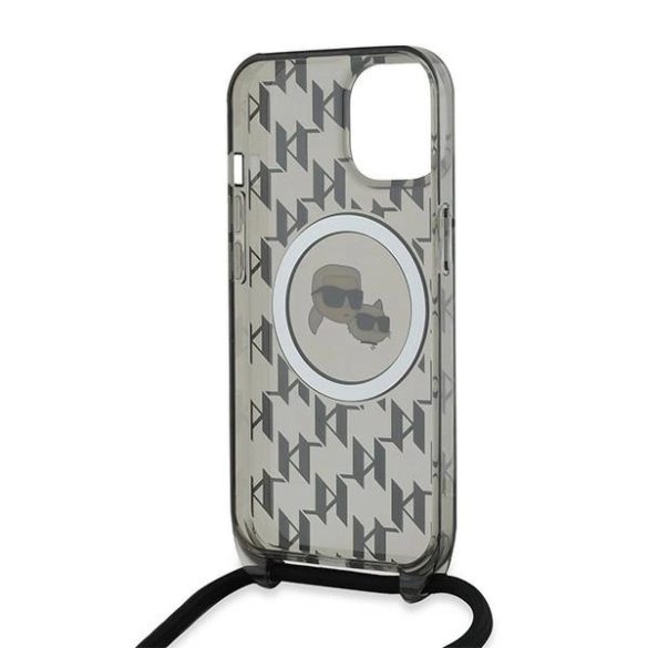 Karl Lagerfeld IML Crossbody Monogram Karl & Choupette Head MagSafe-kompatibilis tok iPhone 15/14/13 - fekete