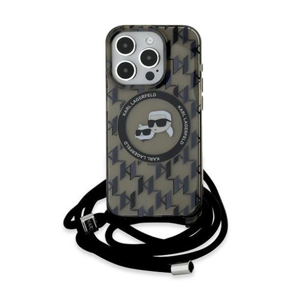 Karl Lagerfeld IML Crossbody Monogram Karl & Choupette Head MagSafe-kompatibilis tok iPhone 15 Pro - fekete