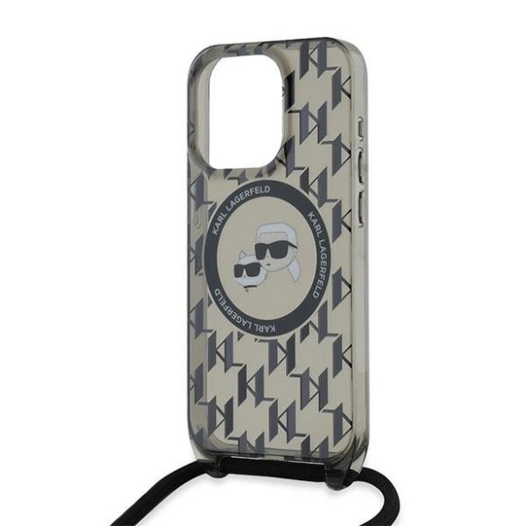 Karl Lagerfeld IML Crossbody Monogram Karl & Choupette Head MagSafe-kompatibilis tok iPhone 15 Pro - fekete