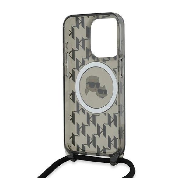 Karl Lagerfeld IML Crossbody Monogram Karl & Choupette Head MagSafe-kompatibilis tok iPhone 15 Pro - fekete