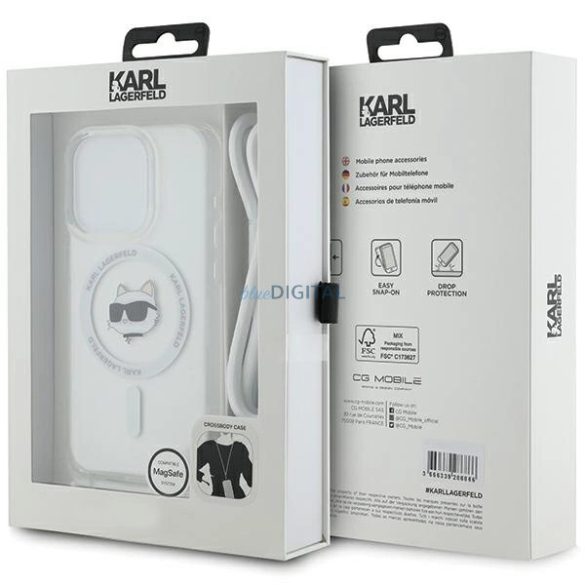 Karl Lagerfeld IML Choupette Head & Cord MagSafe-kompatibilis tok iPhone 14 Pro - átlátszó