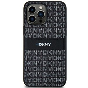 DKNY Leather Mono Stripe & Metal Logo tok Samsung Galaxy S24 - fekete