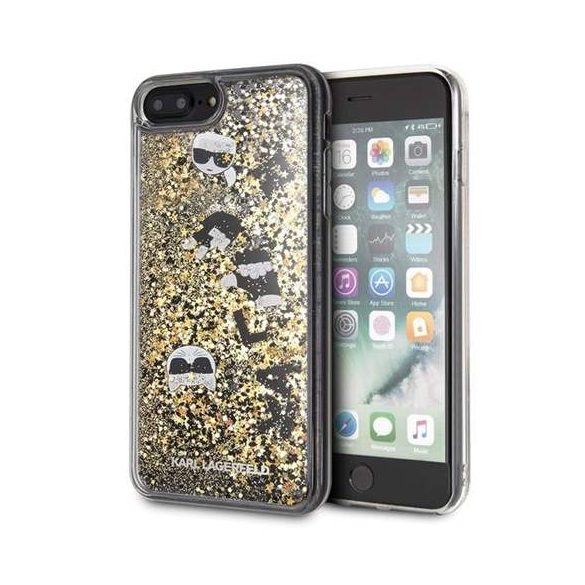 Karl Lagerfeld KLHCI8LROGO iPhone 7/8 Plus czarno - złoty / fekete - arany Glitter telefon tok telefontok