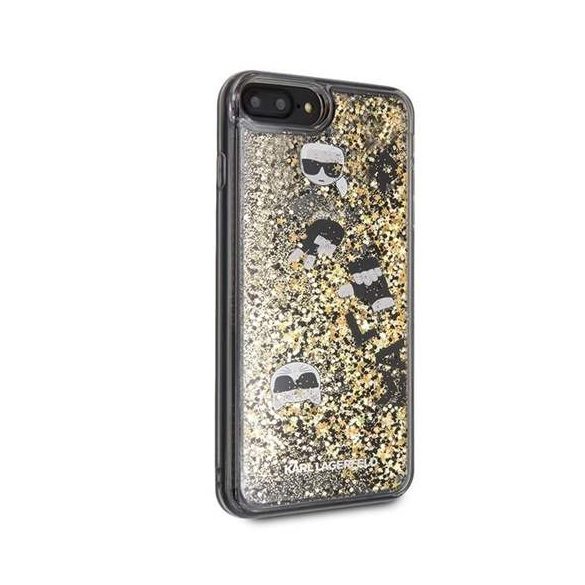 Karl Lagerfeld KLHCI8LROGO iPhone 7/8 Plus czarno - złoty / fekete - arany Glitter telefon tok telefontok