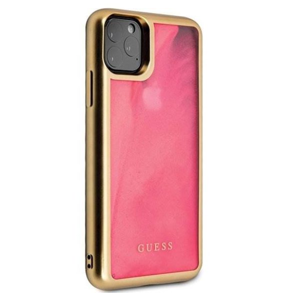 Guess GUHCN58GLTRPI iPhone 11 Pro rózsaszín kemény tok Glow in the Dark Sand Matte telefontok