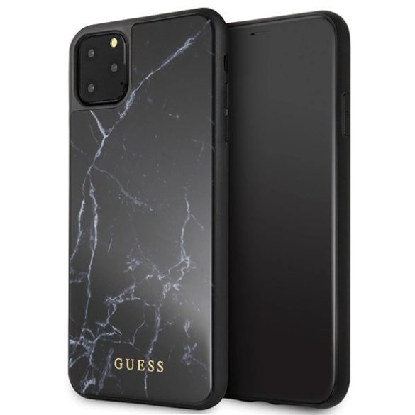 Guess GUHCN65HYMABK Marble Glass tok iPhone 11 Pro Max - fekete