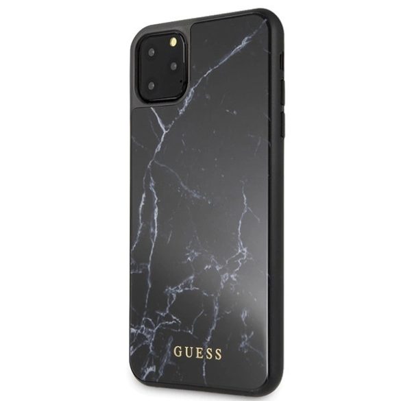 Guess GUHCN65HYMABK Marble Glass tok iPhone 11 Pro Max - fekete